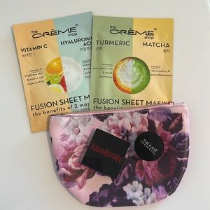 Set of 5 products. Make up bag/ bronzer/lip scrub/2 sheet mask .